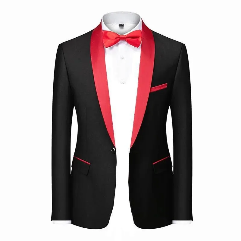 3pcs Men's Business Suits 1 Buttons Blazer Formal Slim Jackets Wedding Dress Suit Vests Groom Prom Dinner Party Waistcoats Pants