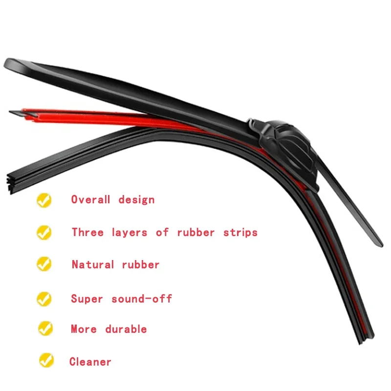 Car Windshield Wiper Blades Universal Soft THREE Layer Rubber Frameless Bracketless Brushes Accessories Windscreen Window Front