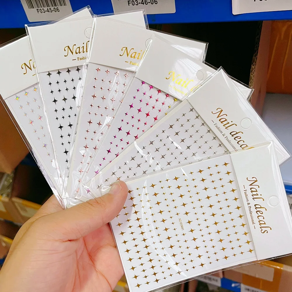 

1 шт. Y2K серебро, золото, звезда, наклейка для ногтей, бронзовый лазерный крест, звездный свет, клейкий слайдер, глянцевая звезда, наклейки для ногтей, маникюрный декор