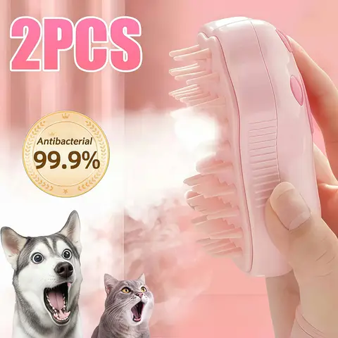 3 in 1 고양이 개 스팀 브러시 스팀 브러시 전기 분무기 마사지 애완 동물 미용 도구 흘리기 전기 스프레이 마사지 빗