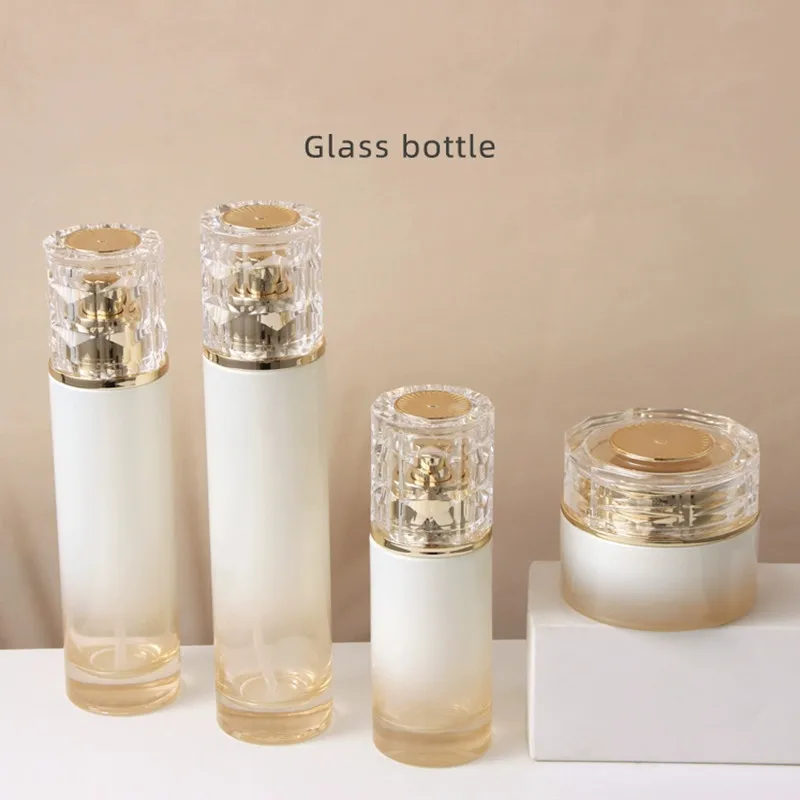 

6pcs/pack 30g 50g Glass Cream Jar 30/50/100/120ml Empty Lotion/Emulsion Press Pump Bottle Empty Cosmetics Container