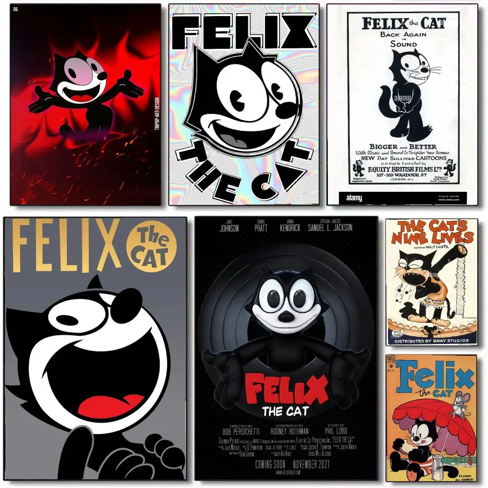 Cartoon F-Felix The Cat Poster Wall Art Printed Decor Sticker Stylish Home Gift for Living Room Bedroom Corridor Cafe