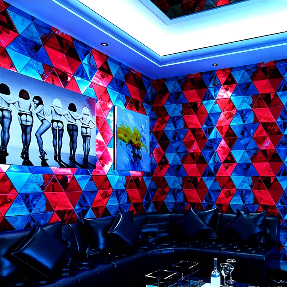 papel parede 3D Fashion Flash Wallcovering Bar Hotel Fancy Ballroom Box wall paper roll Theme Room Triangle 3D Wallpaper bedroom