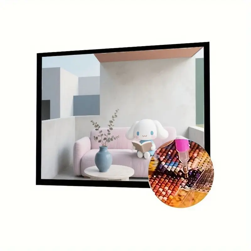 

1 шт. Kawaii Puppy Reading on Pink Sofa 5D Набор алмазной живописи - Полная дрель Круглая вышивка стразами Художественное ремесло для уютного дома W