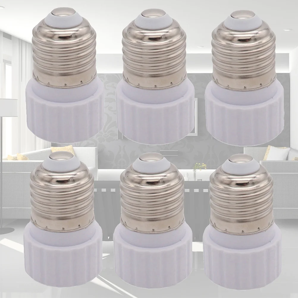 

6pcs E27 To Adapter Lamp Holder Converter Socket Base For Halogen Led Bulbs White Lighting Fixture Connector