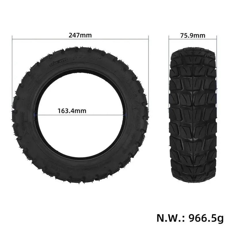 A74K 10x2.75-6.5 Tire, 10 Inch Tubeless, Electric Scooter Tire, Explosion Proof Rubber, Anti-Slip, Wear-Resistant, Black