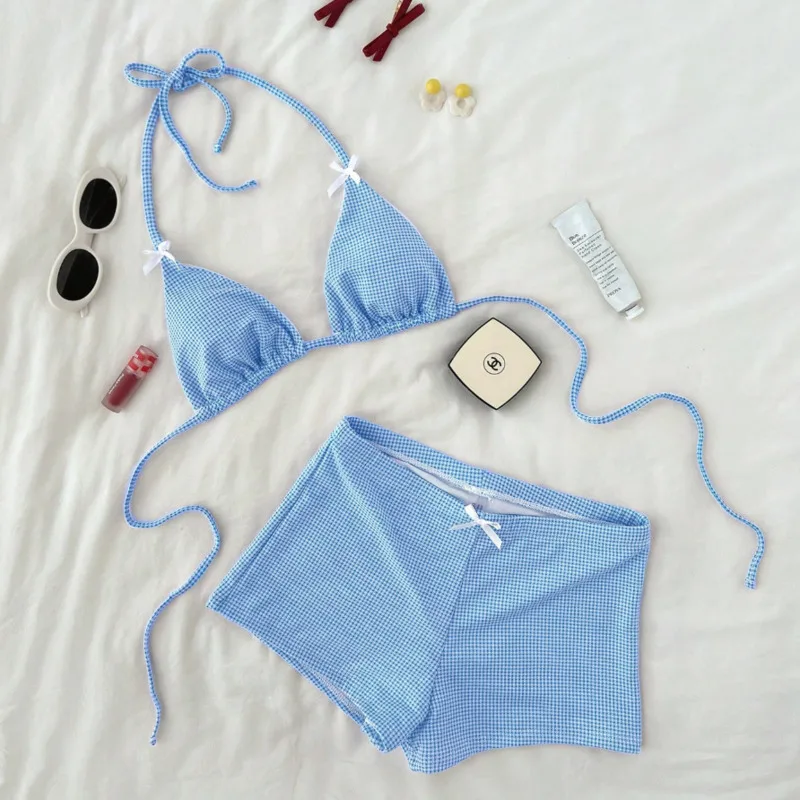 

2026 Plaid Swimsuits Tankini Set Female Swimwear Push Up For Beach Swim Wear Two-Piece Bathing Suits Pool Women's Swimming Suit