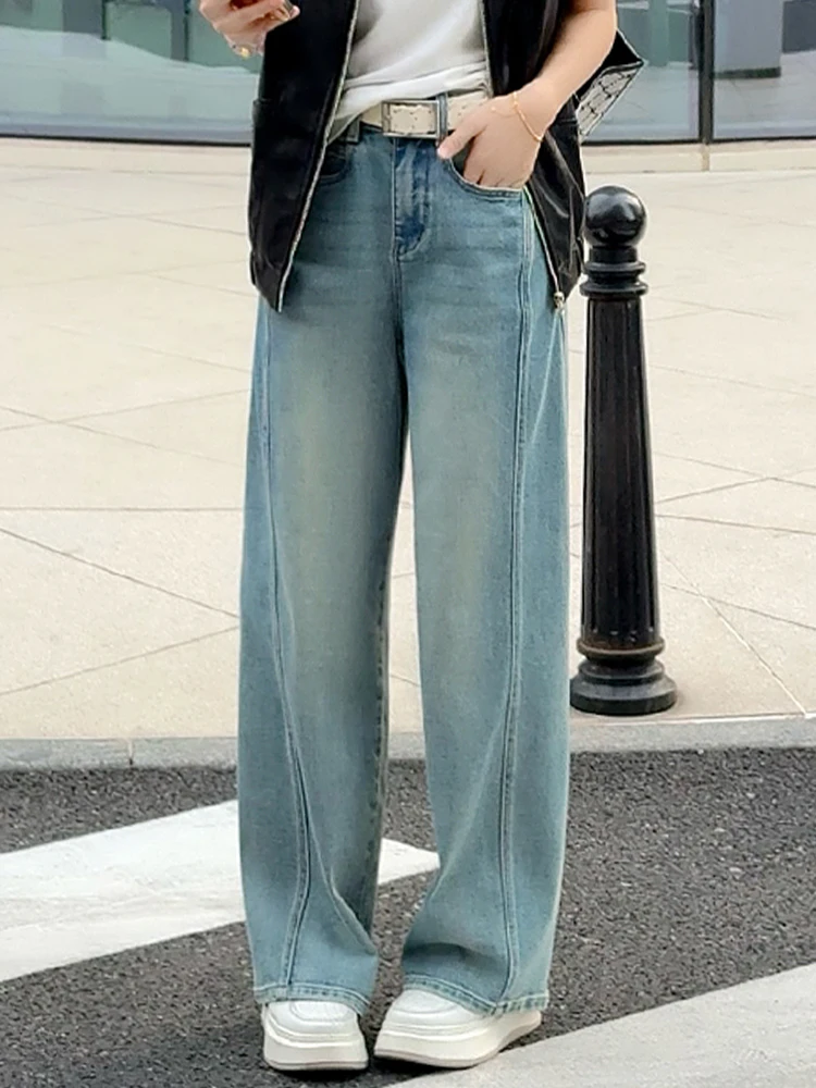 

Джинсы с высокой талией и широкими штанинами для женщин: модные весенне-осенние брюки Sycamore свободного кроя, прямые джинсы