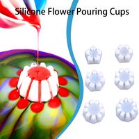 6Pcs 5/6/7/8/9/10 Slots Round Shape Flower Strainers DIY Paint Pouring Flower Pour Cups Flow Painting Tools Fluid Art Supplies