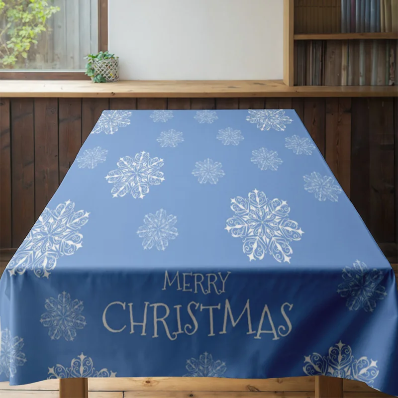 زينة مفرش طاولة عيد الميلاد الزرقاء نمط ندفة الثلج لحفلات غرفة الطعام فكرة هدية مثالية (صغيرة) #4