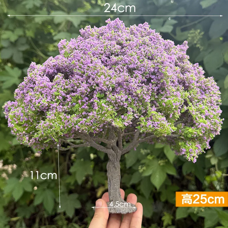 25cm Simulation Wire Tree Model Green Flower Tree Doll House DIY Decor Landscape Animation Garden Photography Scenery Diorama