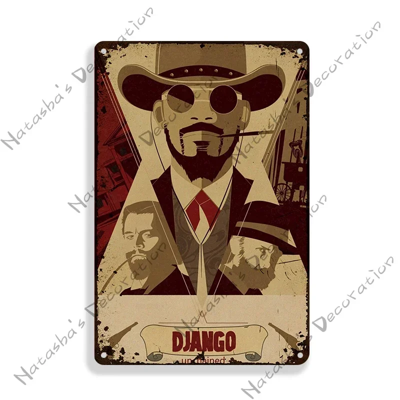 لوحة معدنية كونتين تارانتينو فيلم غير chained ، ملصق الرجعية ، علامة القصدير ، بار ، النادي ، الجدار ، الديكور الصناعي ، دجانجو ، لوحة