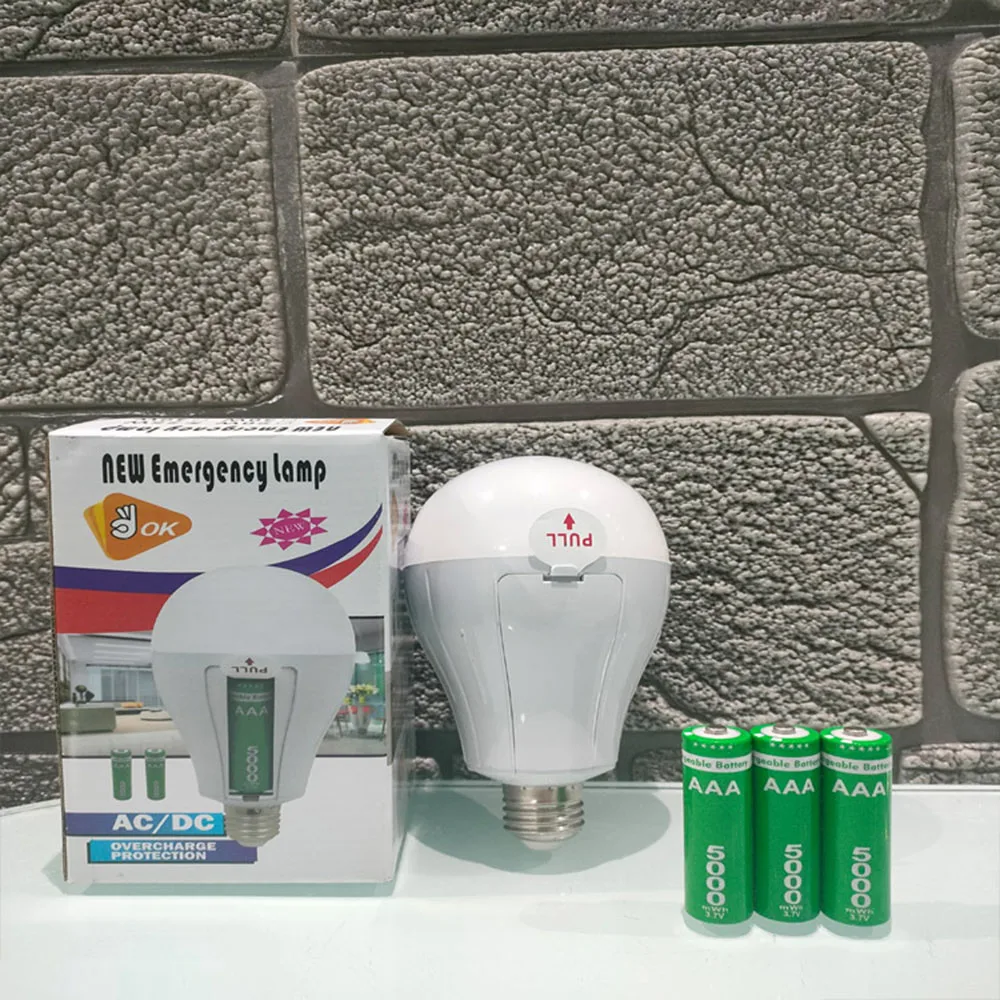 Bombilla LED de emergencia sin luz estroboscópica para el hogar, luz de Camping para interiores y exteriores, batería de gran capacidad con gancho,