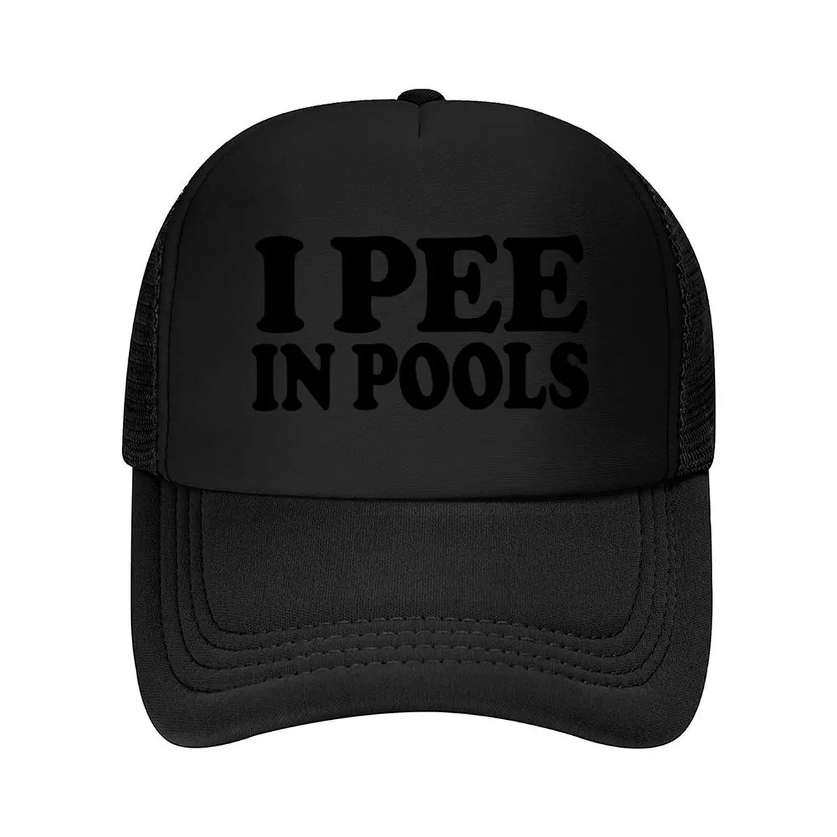 I Pee In Pools Funny Pool Humor Typography Mesh Baseball Cap Hip Hop