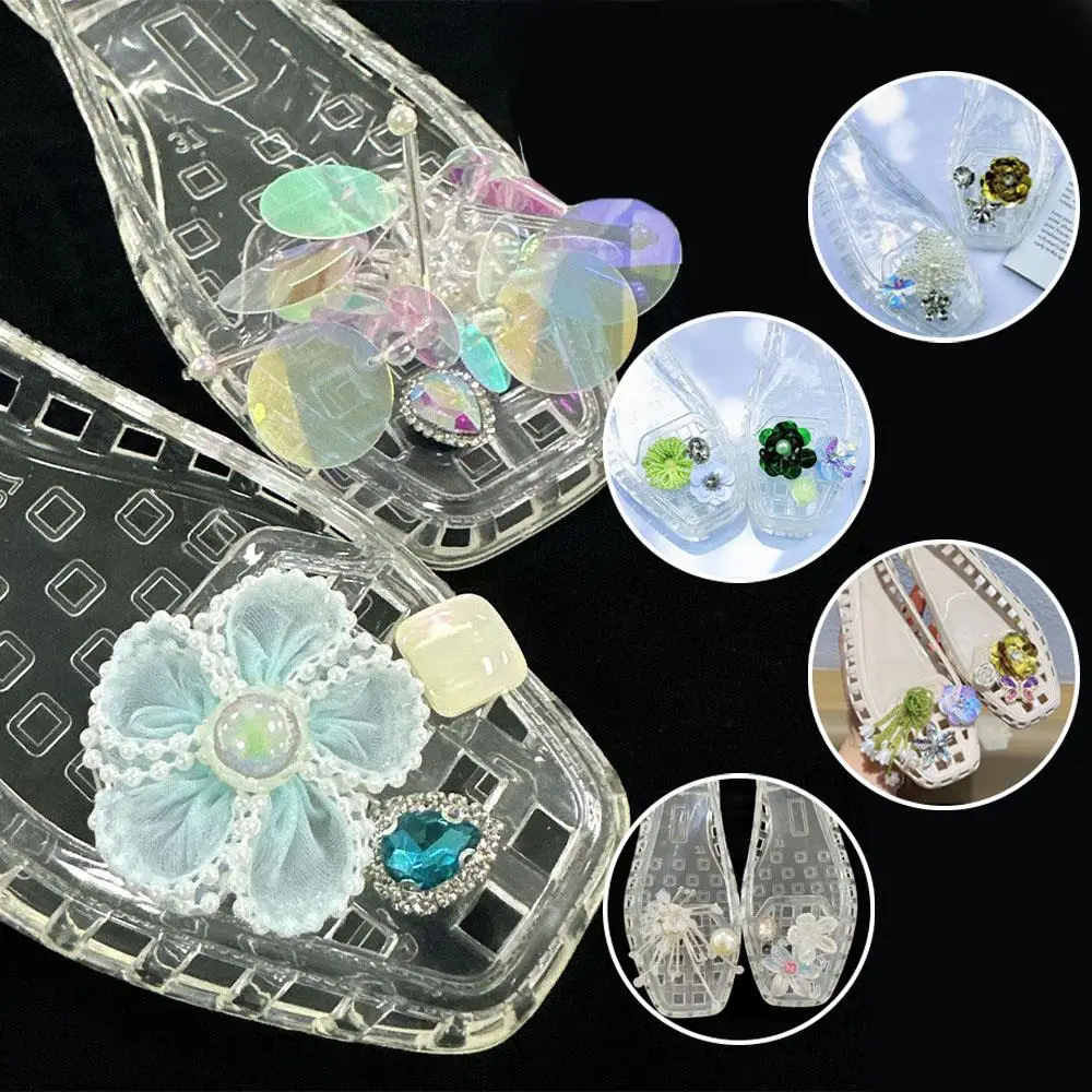 

Korean PVC Crystal Shoe Charms Beaded Tassel Chain Pendant Shoe Buckle Shiny Sequin Shoe Ornaments Detachable Shoes accessories