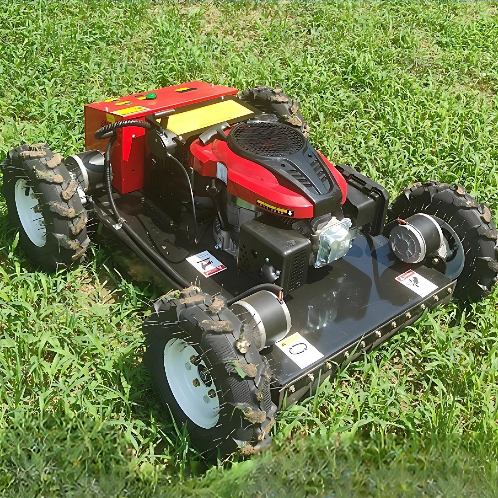 업그레이드된 4륜구동 험지용 원격 제어 브러시 커터, 경사지, 산, 농지, 과수원 잡초 제거용 중장비 잔디깎이