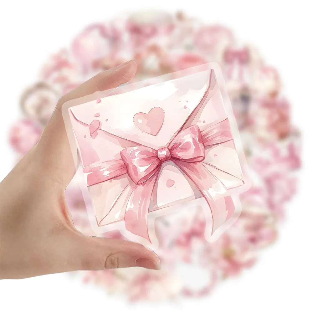50PCS Pink Fairy Tale Stickers Cartoon Girl Gift Series Transparent Waterproof PET Stickers for Phone Laptop Guitar Water Cup
