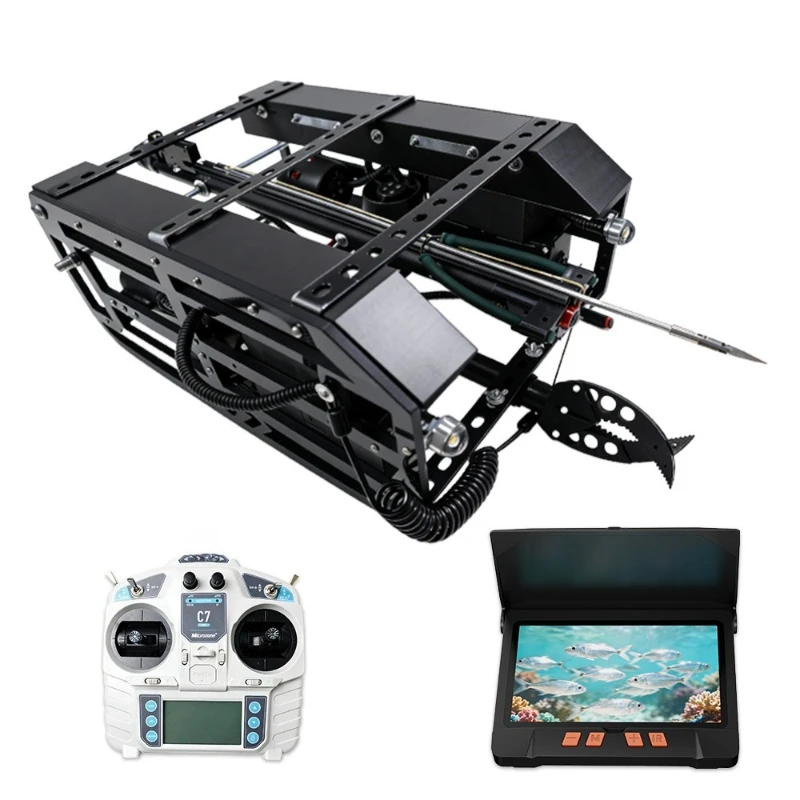 Underwater robot fishing artifact visual detection search and rescue underwater drone catching fish shooting robot arm