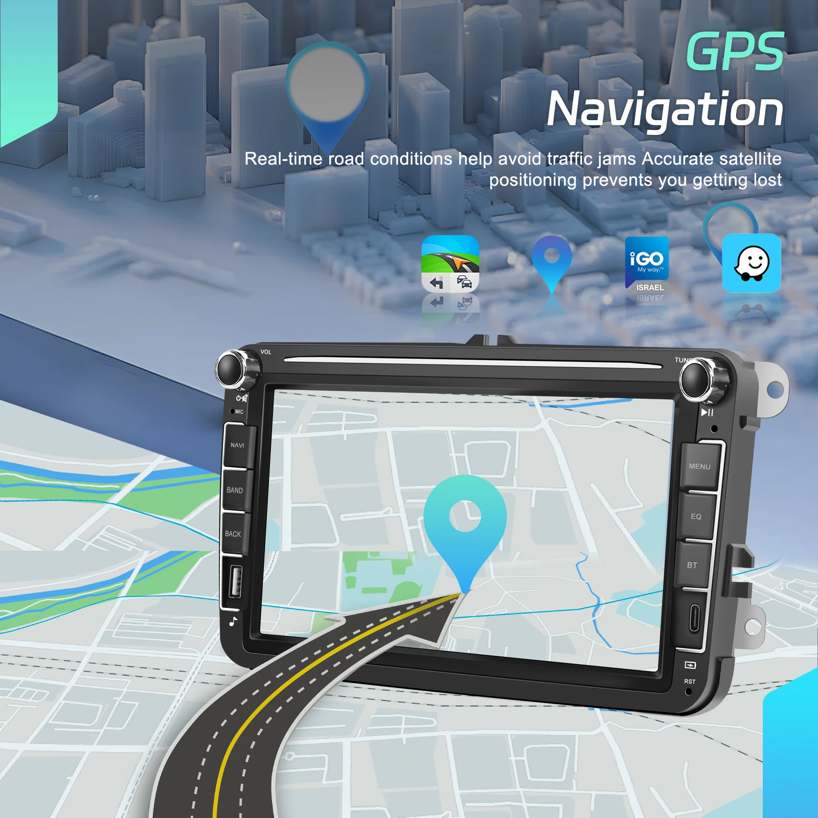 Podofo 6 + 128G 8 ''راديو السيارة لشركة فولكس فاجن/باسات/جولف/بيتل مشغل وسائط متعددة Carplay أندرويد السيارات BT نظام تحديد المواقع واي فاي RDS ستيريو السيارة