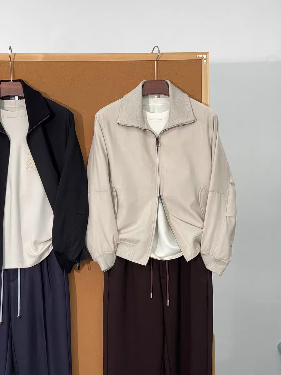 Повседневная хлопковая куртка, мужская осенне-зимняя модная льняная смесь, вязаный воротник, воротник-стойка, отложной воротник, верхняя одежда, пальто