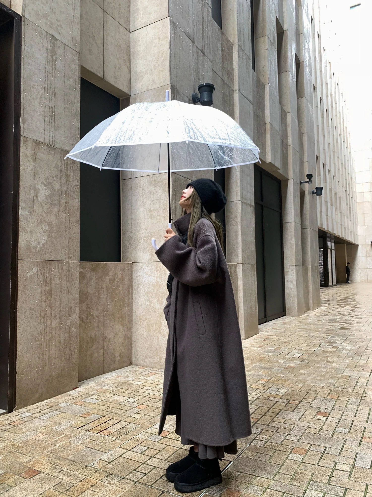 

Xiao Jun Jun Britney Twilight H-ape 3D Tailoring High-End Camel Wool Double-Faced Woolen Coat Korean Sle Commute Pure Color