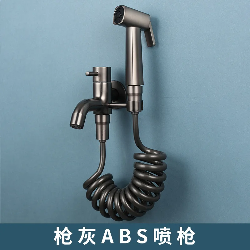 

Gray mop pool faucet balcony mop pool extended bathroom single cooling mop pool with spray one in and two out