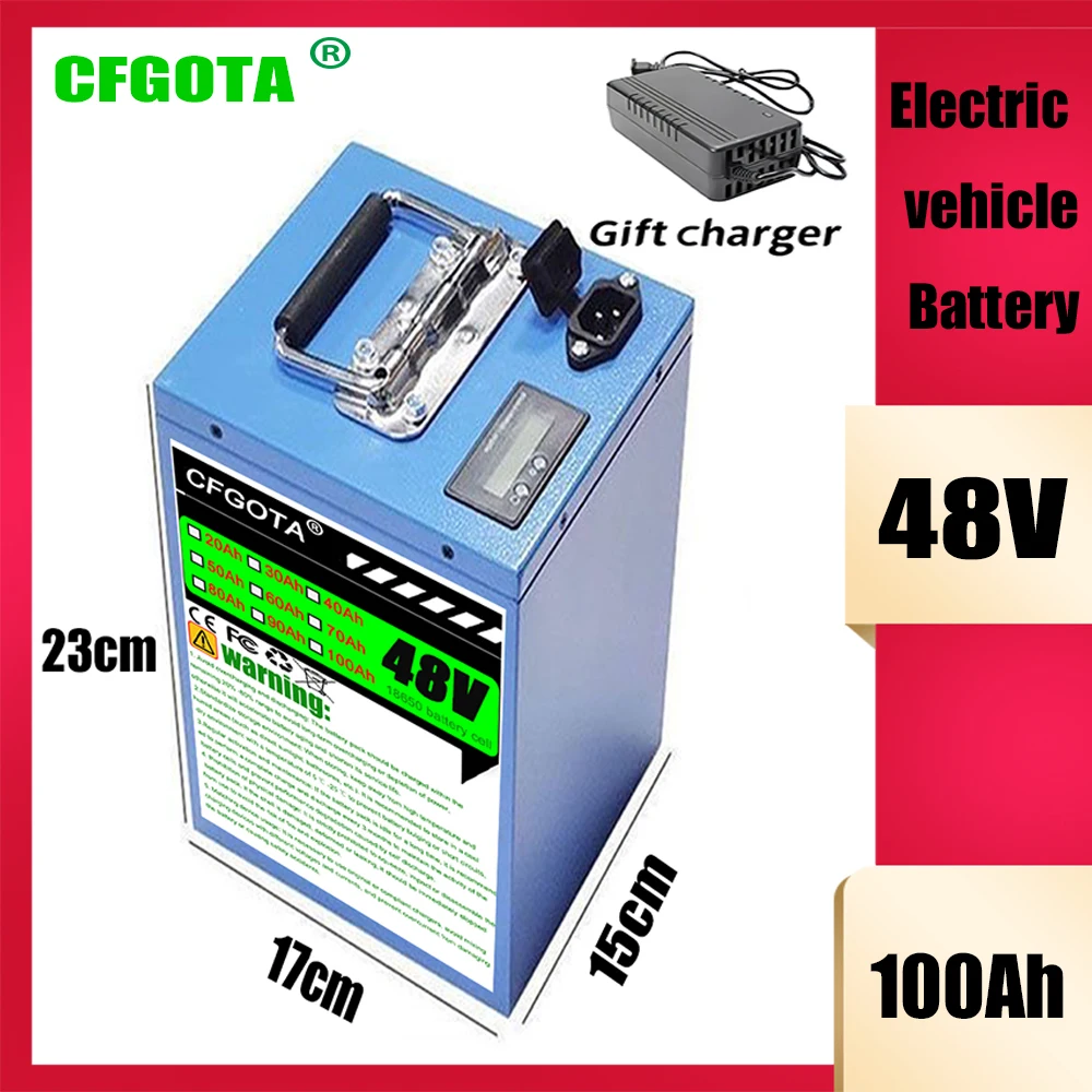 Long Range Li ion Battery 48V 20AH-50Ah 18650 Lithium Pack With Charger And 30A BMS for Bicycle/Scooter
