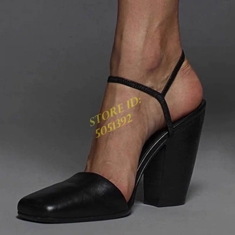 Retro Square Toe Women Pumps Block Heel Ankle Buckle Strap Burgundy Black Leather Fashion Runway 2024 Dress Shoes