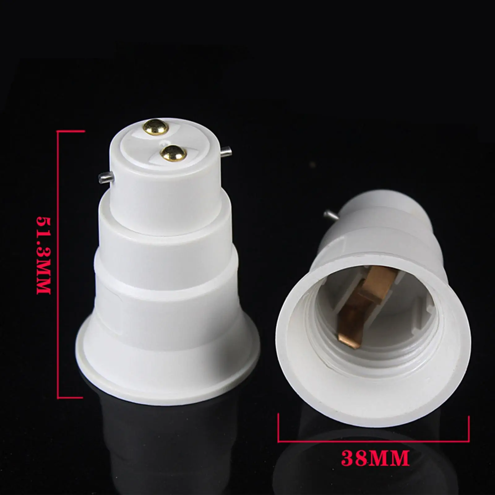 Bulb Holder Socket Converter B22 to E27 Adapter Extender with 51.3mm Length White PBT Material for Ceiling Fan Lamp Fixture