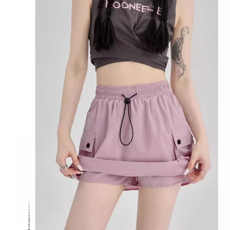 Pocket Black Fitness Running Skirts Casual Cargo Short Skirt Women Quick Dry Summer Thin High Waist Sports Skirt