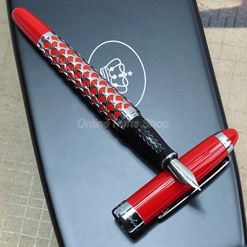 Duke Red & Silver Fountain Pen Medium Nib For Writing Pen Supplies GFP001