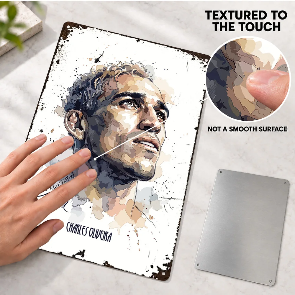 Charles Oliveira Portrait MMA Printed Poster Customized Aluminum Sign Watercolor Style Wall Art For Training Room Trainer Gift