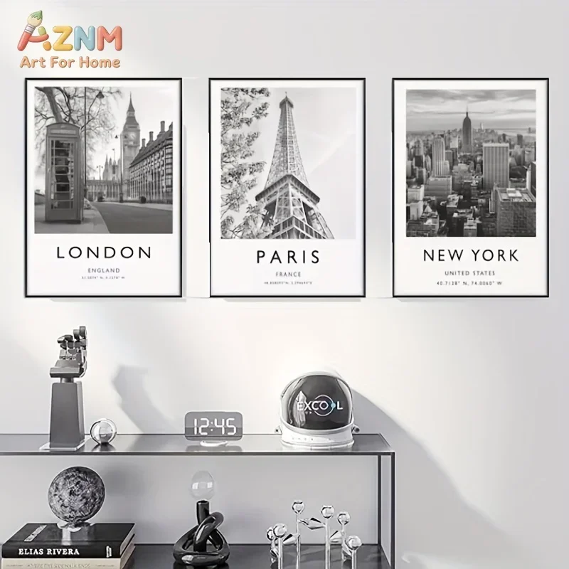 1pc/3pcs London New York Paris Poster Fashion Prints Travel Wall Canvas Art Decor for Corridor Wall Decor Travel Gift No Framed