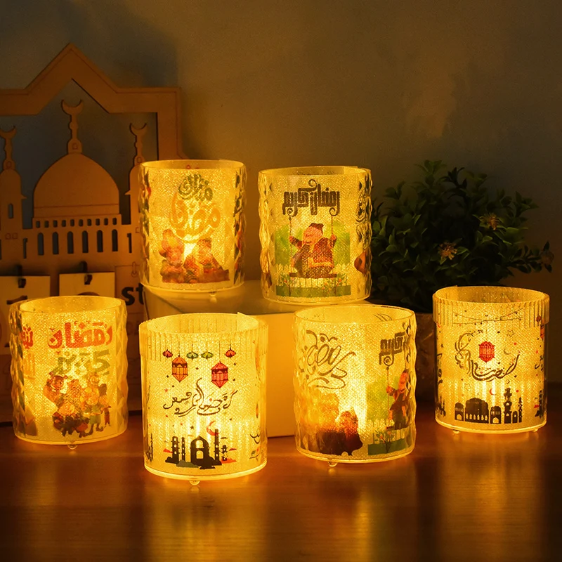

EID Mubarak LED Lights Candle Cup Night Light Lamp Ramadan Kareem Home Islamic Muslim Party Supplies Eid Al Adha Gift Decoration