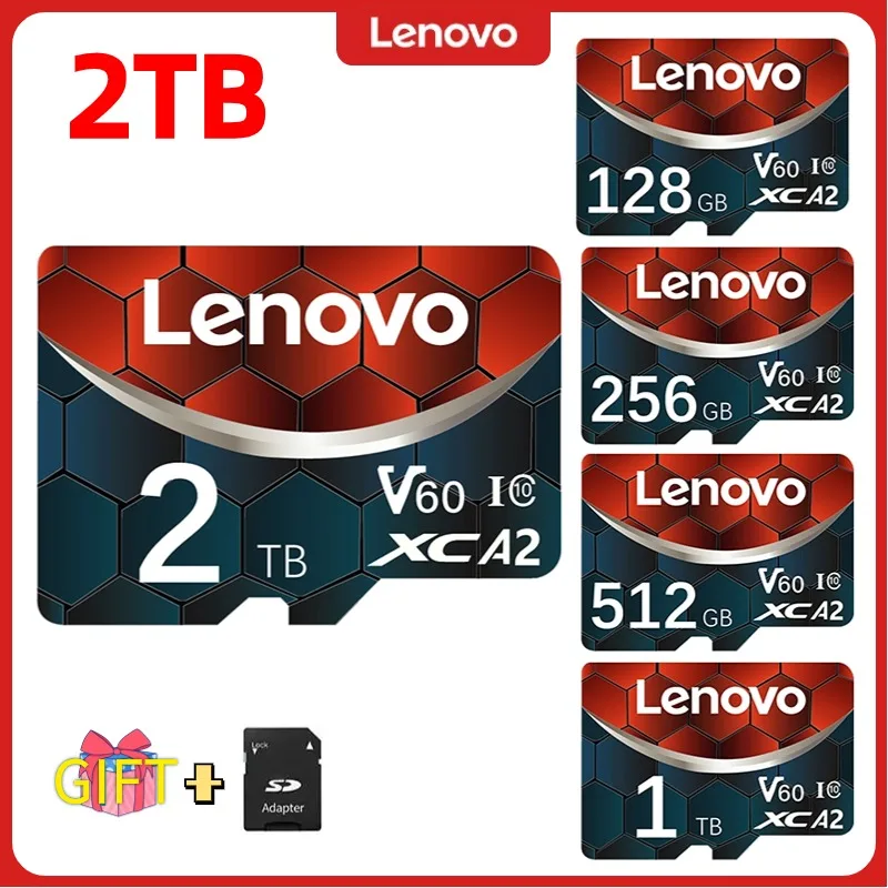 Cartão Micro TF SD Lenovo Waterproof, Cartão Flash, Cartão de memória, Classe 10, 512G, 256GB, A2, Nintendo Switch, 2TB, 1TB