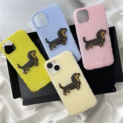 Candy Colored Jelly Shell Sausage Dog Phone Case for IPhone 12 Case for IPhone 13 14 15 Pro Max Liquid Silicone Cover  Fundas