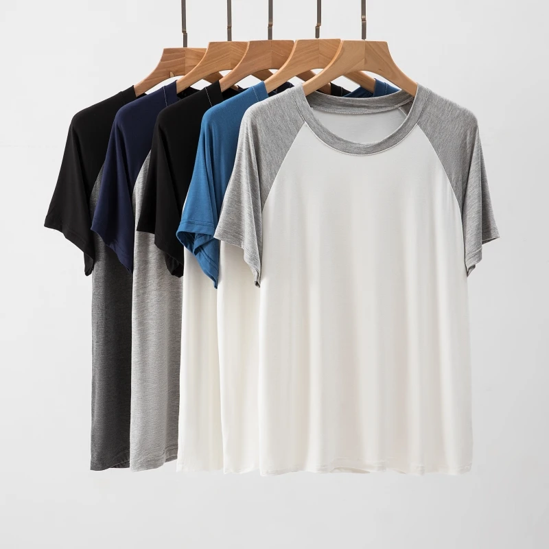 

Loose Fit Modal round Neck Men's T-Shirt Thin Summer Casual Top Inner Wear Outer Wear Versatile Comfortable Breathable Tee
