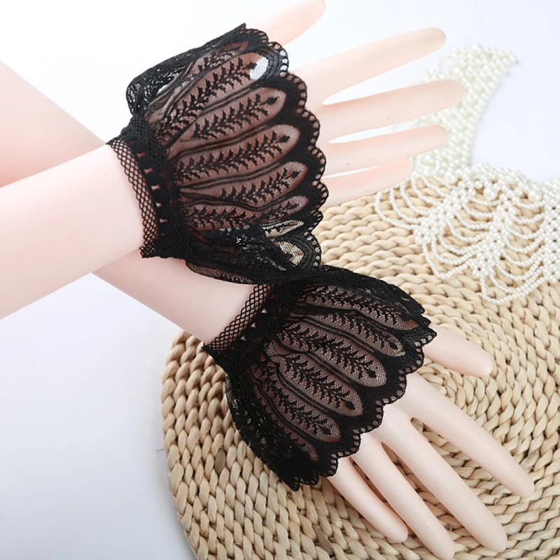 

1Pair Fashion Detachable Fake Sleeves Shirts Decorative Sleeves Lace Ruffles Elbow Sleeve Cuff Universal Nail Art Photo Glove