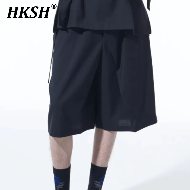

HKSH Summer New Men Tide Оригинальный дизайн Y2K Панк High Street Стиль Шикарные многослойные повседневные свободные шорты Шеститочечные брюки Ins HK5420