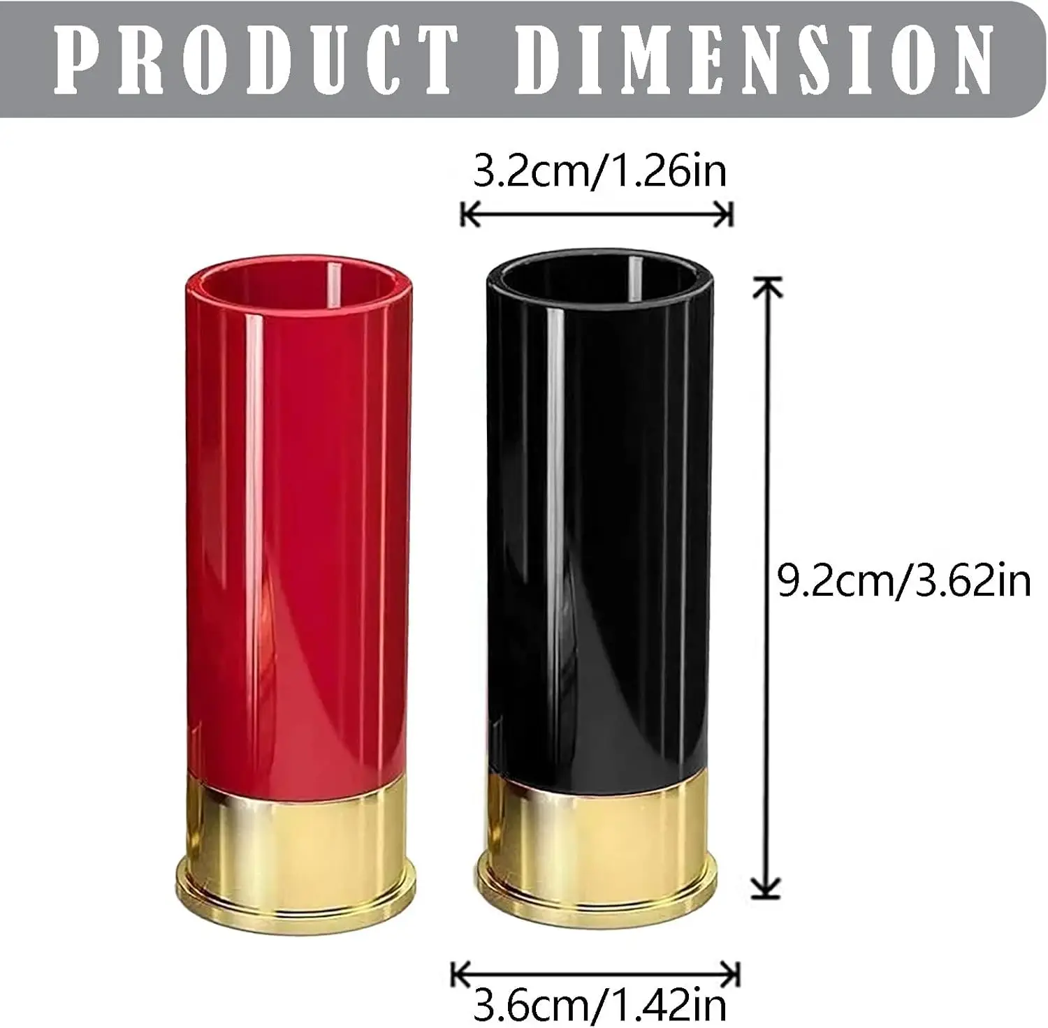 12-Gauge-Schnapsglas mit Kugelform, 4er-Set in Schwarz oder Rot