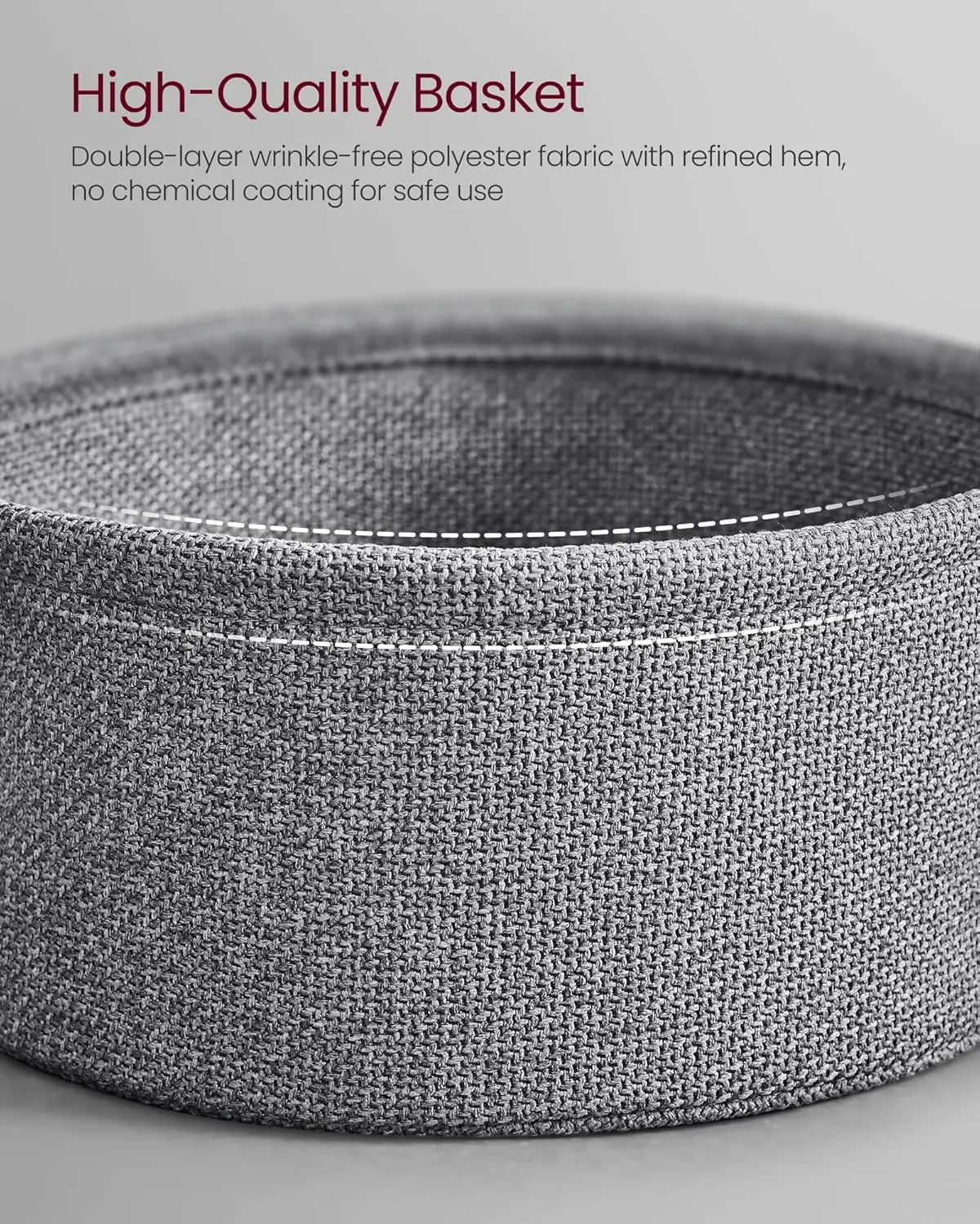 Coffee Table with Storage, Round Center Table for Living Room with Fabric Basket, Modern Style, Metal Frame, Ink Black