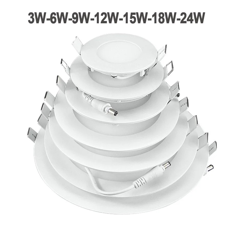 AC85-265V LED Panel Light Ultra Thin Ceiling Recessed Downlight 3w 6w 9w 12w 15w 18w 24w Round Square LED Spot Light Cold White