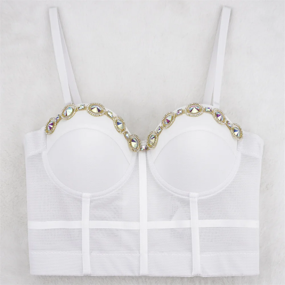 

Nightclub Sexy Design Niche plus Size Sling Women's Inner Wear Outer Fishbone Top Beaded Light Team Tight Wrapped Chest