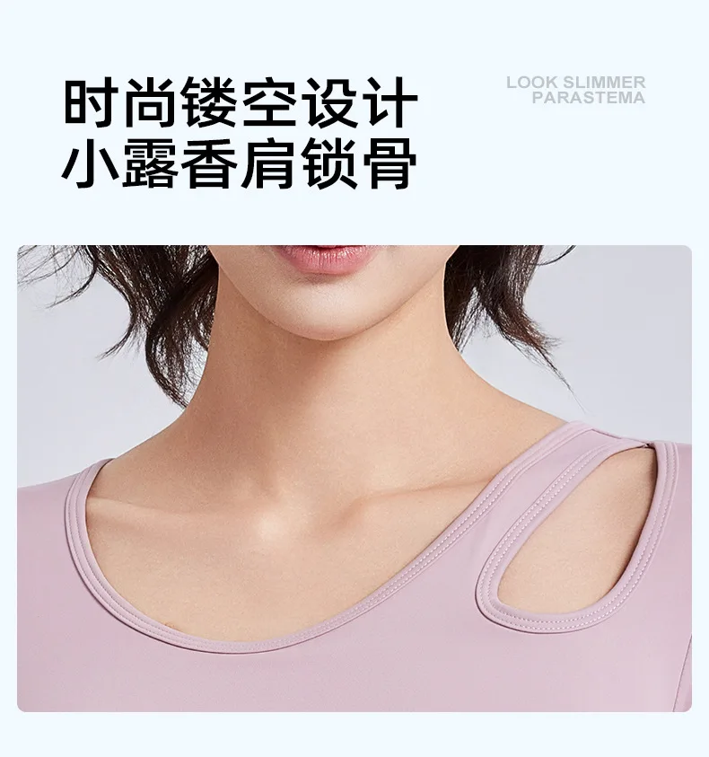 New Slanted Shoulder Hollow Pleated Slim Pilates Sports Fitness Yoga Clothes