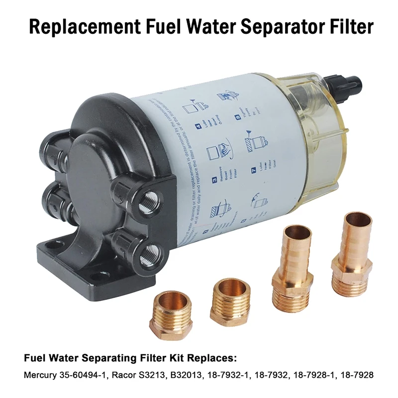 New Boat 3/8 Inch NPT Fuel Water Separating Filter System S3213 For Mercury -Marine Outboard Motor Spare Parts