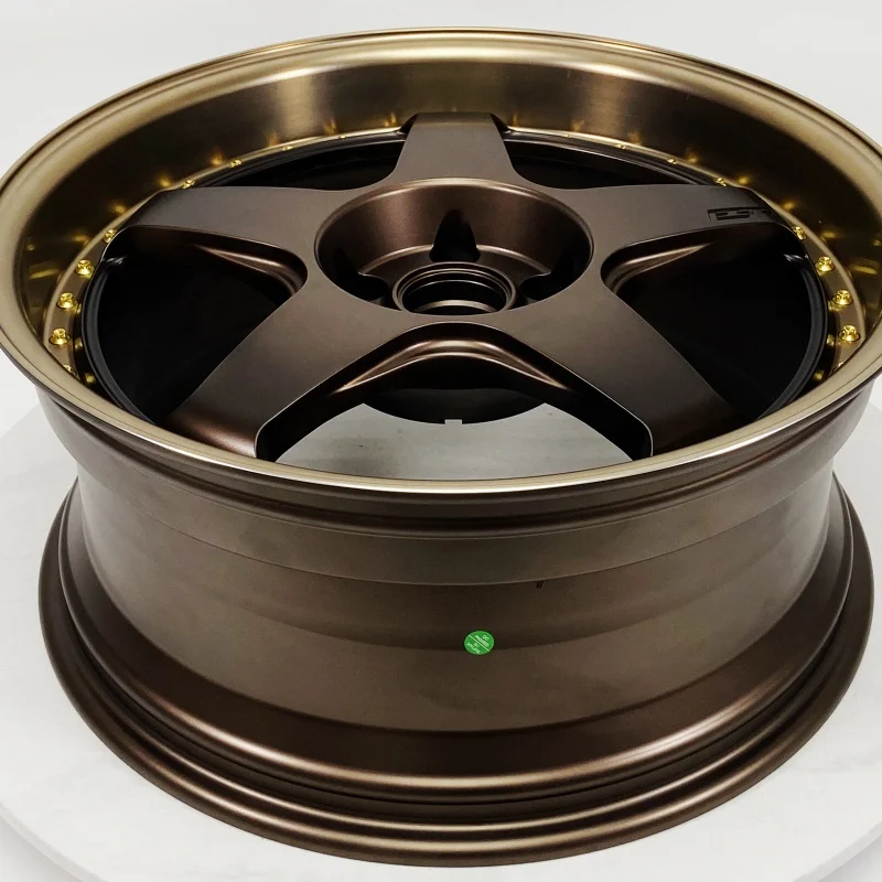 Factory wholesale Size Customizable Forged Aluminium Alloy Two Piece Wheel Hubs with Matte Bronze and Transparent Copper Edge