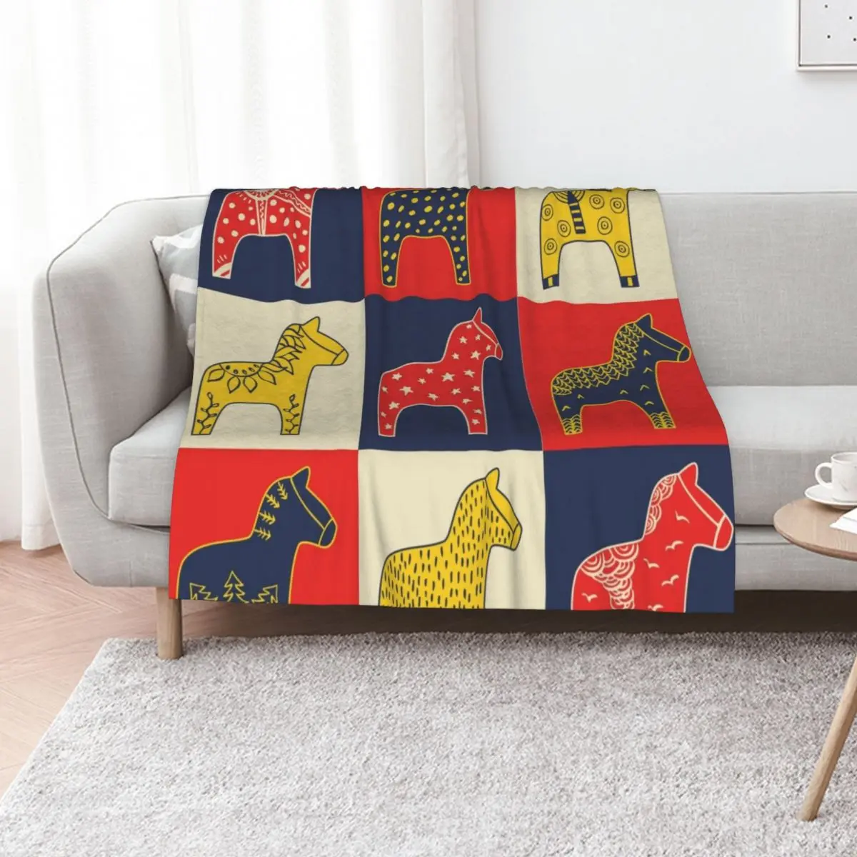 BEST SELLER _ Swedish Dala Horse Throw Blanket Custom Weighted Retros heavy to sleep Blankets