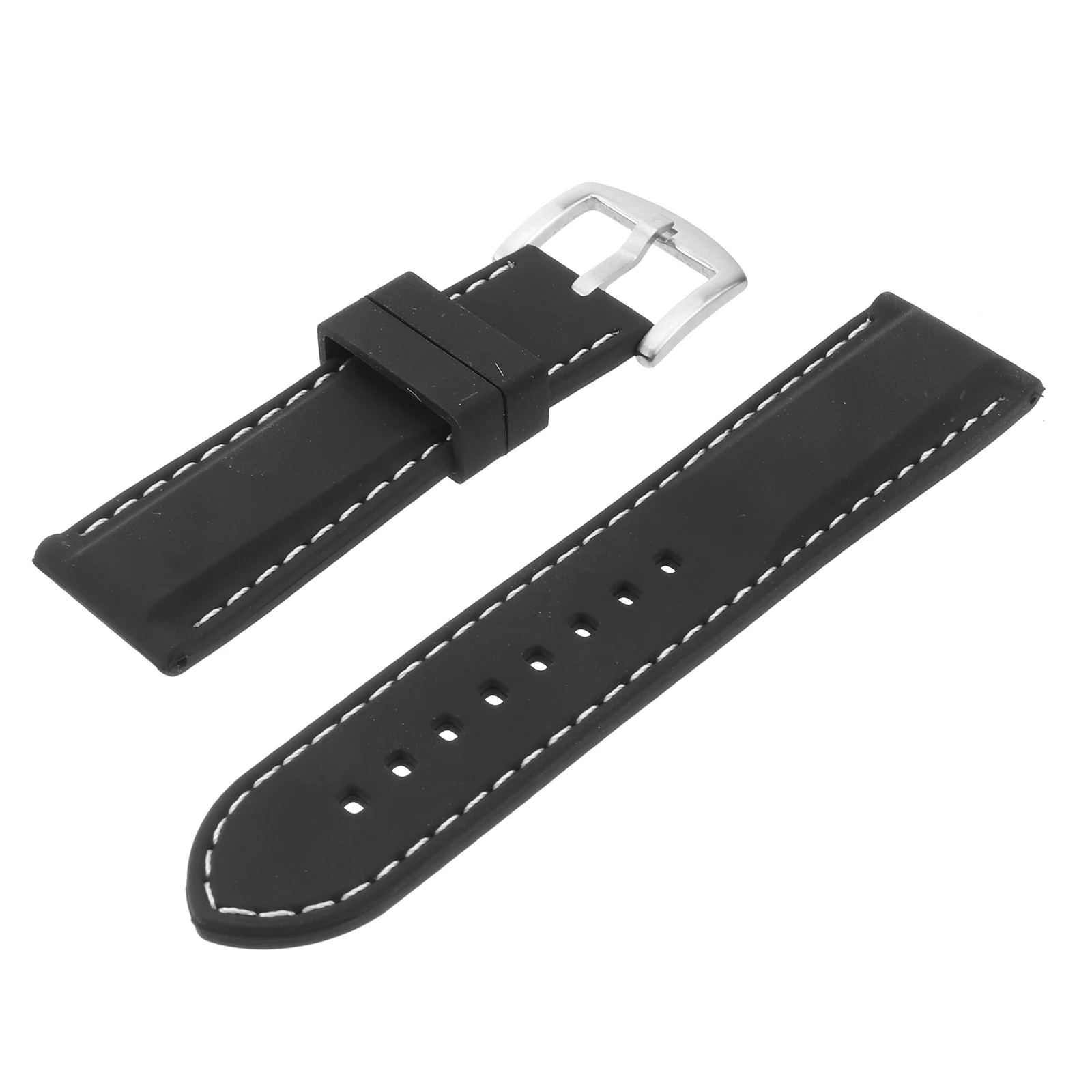 

Watch Strap Waterproof Durable Silicone Watch Band Breathable Watch Wristband for Replacement 24mm (Black with White Line)