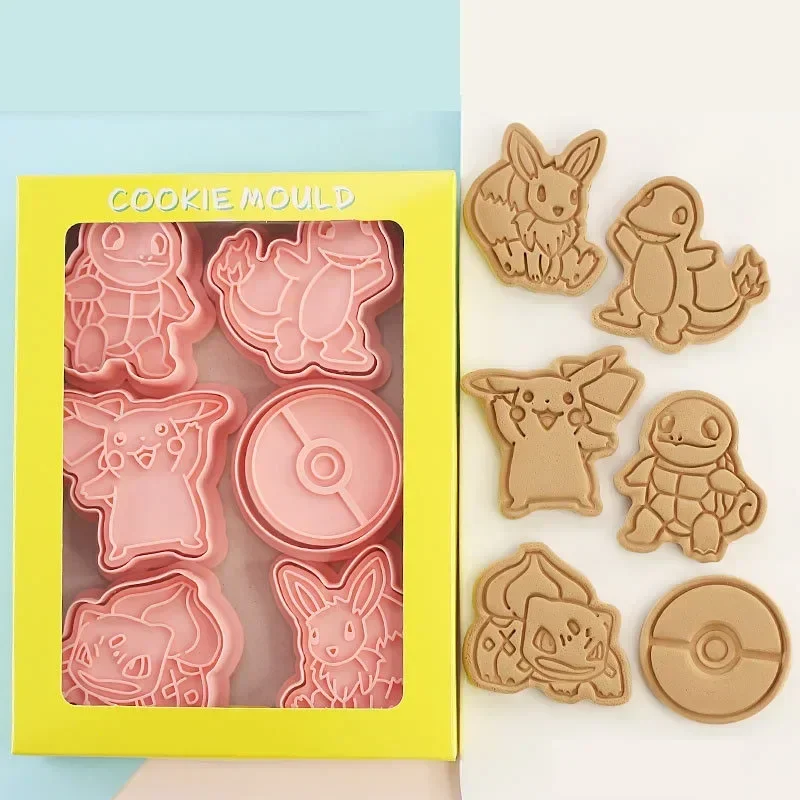 Pokemon New 6pcs/Set Figures Cookie Cutters Cartoon DIY Bakery Mold Biscuit Press Stamp Embosser Sugar Pasty Cake Mould Toys