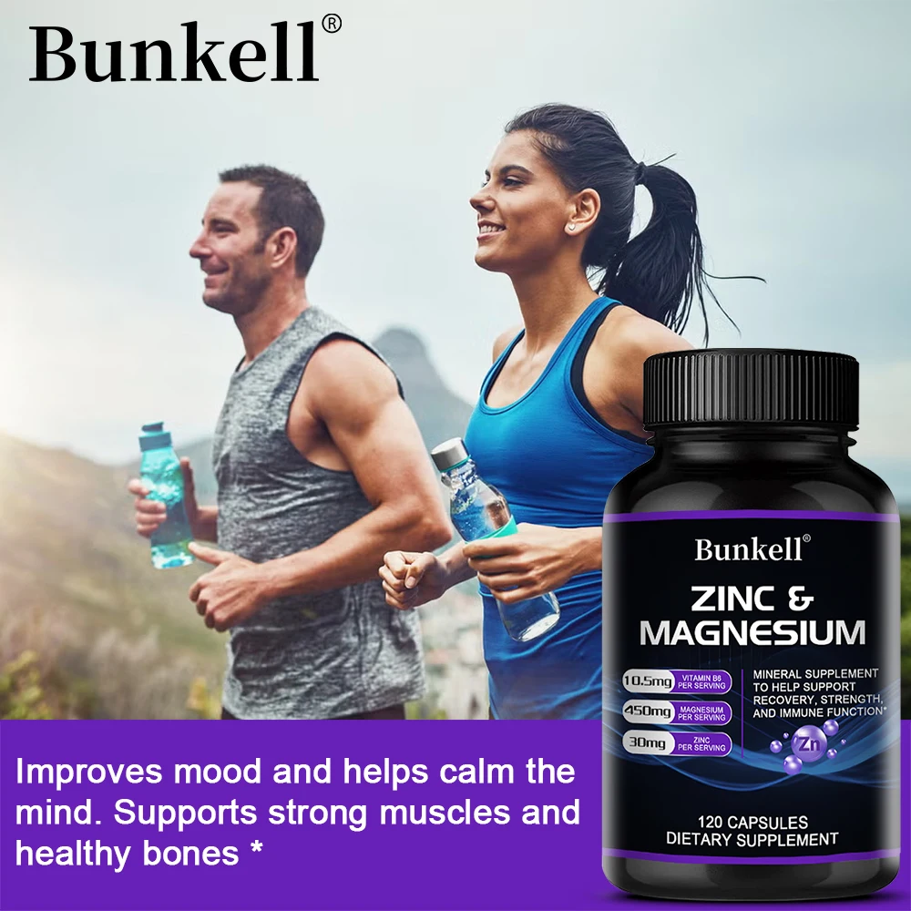 Zinc + Magnesium - Helps Maintain Healthy Nerves and Muscles, Improves Energy, Vitality, and Fights Daily Stress and Fatigue